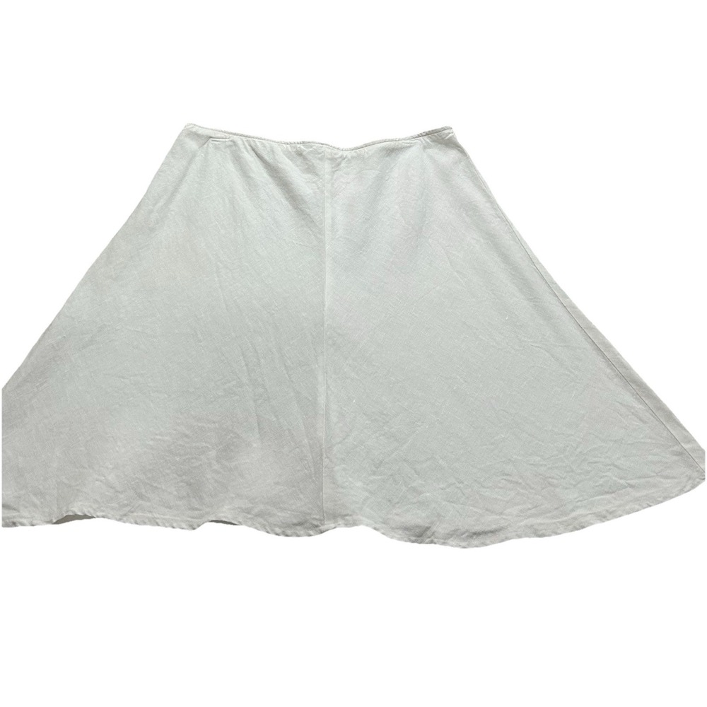Eileen Fisher Skirt Womens Large White Organic Linen Pull On Coastal Minimalist